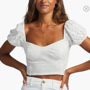 BILLABONG Last Kiss Eyelet Cotton Crop Top NWT
